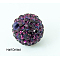 Polymer Clay Rhinestone Beads, Pave Disco Ball Beads, Grade A, Round, Half Drilled, Amethyst, 10mm, Hole: 1mm