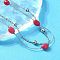 304 Stainless Steel & Dyed Natural Malaysia Jade Double Layer Necklaces for Women, Red, Stainless Steel Color, 15.71 inch(39.9cm)