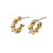 Two Tone Twist C-Shaped 316L Surgical Stainless Steel Stud Earrings, Golden & Stainless Steel Color, 32x42mm