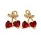 Brass Micro Pave Cubic Zirconia Pendants, Cherry, with Jump Ring, Rack Plating, Long-Lasting Plated, Cadmium Free & Lead Free, Golden, 15.5x13x4mm, Hole: 3mm