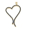 Brass Micro Pave Cubic Zirconia Pendants, Heart, Rack Plating, Long-Lasting Plated, Lead Free & Cadmium Free, Midnight Blue, 46x31x3mm, Hole: 4.5x3.5mm