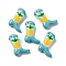 Baking Painted Glass Enamel Beads, Boot with Pineapple, Dark Turquoise, 24x17x8~8.5mm, Hole: 1.4mm