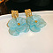 Flower Alloy Acrylic Dangle Stud Earrings, Golden, Pale Turquoise, 60x40mm