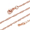 Brass Singapore Chains Necklaces for Women, with 304 Stainless Steel Lobster Clasp, Rack Plating, Lead Free & Cadmium Free, Long-Lasting Plated, Rose Gold, 17.83 inch(45.3cm)