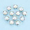 Sew on Rhinestone Montee Beads, with Brass Prong Settings, Garments Accessories, Flat Round, Crystal AB, 7.2x5.9mm, Hole: 1mm, about 720pcs/bag