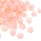 Transparent Glass Beads Caps, with Glitter Powder, Pink, 12x8mm, Hole: 1.4mm, 1250pcs/1000g