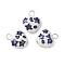 Handmade Porcelain Pendants, Heart, Blue and White Porcelain, Midnight Blue, 20.5x16x10mm, Hole: 3.5mm