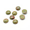 Natural Unakite Gemstone Cabochons, Half Round, 16x6mm