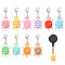 24Pcs 6 Colors Resin Pendant Decorations, with Alloy Lobster Claw Clasps, Platinum, Mixed Color, 53mm