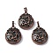 Natural Labradorite Pendants, Flat Round Brass Charms, Lead Free & Cadmium Free, 34.5x27x8mm, Hole: 6.5x5mm