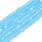 Transparent Glass Beads Strands, Faceted, Frosted, Half AB Color Plated, Rondelle, Deep Sky Blue, 2.9~3.3x2mm, Hole: 0.7mm, about 135~140pcs/strand, 32~34cm