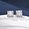 Brass Micro Pave Clear Cubic Zirconia Stud Earrings, Rack Plating, Long-Lasting Plated, Cadmium Free & Lead Free, Platinum, Square, 8.5x8.5mm
