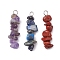 3Pcs Natural Amethyst & Lapis Lazuli & Red Jasper Chip Beaded Constellation Pendants, Guardian Stone Charms with 304 Stainless Steel Loops, Stainless Steel Color, Sagittarius, 27~30x8~11x5~8mm, Hole: 2.3mm