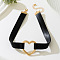 Heart Alloy Link Imitation Leather Choker Necklaces for Women, Black, Golden, 12.99 inch(33cm)