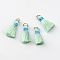 Nylon Thread Tassel Pendant Decorations, with Golden Iron Jump Rings, Random Color Binding Threads, Aquamarine, 13~16mm