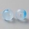 Two Tone Glass Beads, Round, Deep Sky Blue, 8x7mm, Hole: 1.4mm