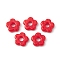 Handmade Lampwork European Beads, Large Hole Beads, Flower, Red, 15~16x4~6mm, Hole: 4.8mm