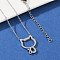 304 Stainless Steel Cat Outline Pendant Necklaces for Women, Stainless Steel Color, 17.99 inch(45.7cm)