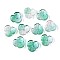 Baking Painted Transparent Glass Bead Caps, Flower, with Glitter Powder, Medium Aquamarine, 11.5x12x3.5~4mm, Hole: 1.2mm, about 1750pcs/1000g
