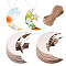 40 Bags 2 Styles Moon & Star Unfinished Blank Wooden Pendants Set for Painting Arts, Pyrography, Home Decor,
with Jute Cord, BurlyWood, 108x78.5~79x2.5mm, 20bags/style