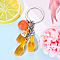 Resin Keychain, with Iron Rings, Drink, Fruit, Gold, 90mm