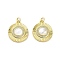 Brass Micro Pave Clear Cubic Zirconia Pendants, with Shell, Jump Rings, Real 18K Gold Plated, Round, 21x18x3mm, Hole: 3.5mm
