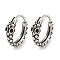 316 Surgical Stainless Steel Hoop Earrings, with Cubic Zirconia, Ring, Black, Antique Silver, 13.5x3~4mm