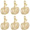 6Pcs Halloween Brass Cubic Zirconia Pendants, Pumpkin Jack-O'-Lantern, Grade AAA, Cadmium Free & Nickel Free & Lead Free, Real 18K Gold Plated, 16x13x4mm, Hole: 2mm
