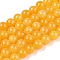 Natural Dyed Yellow Jade Gemstone Bead Strands, Round, Orange, 6mm, Hole: 1mm, about 66pcs/strand, 15.7 inch