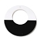Black and White stitching Acrylic Pendants, Round, 40x2.5mm, Hole: 1.6mm