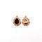 Alloy Pendants, with Rhinestone, Cadmium Free & Lead Free, Light Gold, Teardrop, Black, 25x19x5mm, Hole: 1.6mm