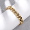 304 Stainless Steel Cuban Link Chain Bracelets for Unisex, Ion Plating(IP), Real 18K Gold Plated, 8-1/4 inch(21.1cm)