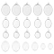 30Pcs 3 Sizes 304 Stainless Steel Pendant Cabochon Settings, Lace Edge Bezel Cups, Oval, with 30Pcs 3 Sizes Transparent Oval Glass Cabochons, Stainless Steel Color, Tray: 10.5~14x8.5~18mm, 10~22x8~14x1~5mm, Hole: 1.9~2mm, 10pcs/size
