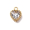 Glass Charms, with 304 Stainless Steel Findings, Faceted, Gold, Heart, 9x6.5x3.5mm, Hole: 1.4mm