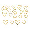 Brass Linking Rings, Heart, Real 14K Gold Plated, 9x10mm