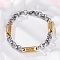 201 Stainless Steel Rolo Chain Bracelets, with 304 Stainless Steel Clasps, Golden & Stainless Steel Color, 8-1/2 inch(21.7cm)