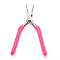 65# Steel Round Nose Pliers with Plastic Handles, Surface Plated, Jewelry Making Tools, Hot Pink, 14x9.2x1cm