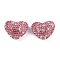 Heart Shaped Polymer Clay Rhinestone Beads, Disco Ball Beads, for DIY Beadable Pens, Keychains and Jewelry Crafts, Light Rose, 19x24x13mm, Hole: 1.8mm