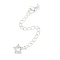 Brass Micro Pave Cubic Zirconia Ends with Chains, Star, 925 Sterling Silver Plated, 73mm, Hole: 2.5mm