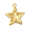 304 Stainless Steel Pendants, Star Charm, Golden, 28x25x3mm, Hole: 2mm