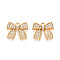 304 Stainless Steel Rhinestone Pendants, Bowknot, Ion Plating(IP), Real 18K Gold Plated, Crystal, 17x19x3.5~4mm, Hole: 1.8~2mm