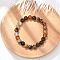 Natural Striped Agate/Banded Agate Beaded Stretch Bracelets, Dyed, Round, Coconut Brown, 2-1/8 inch(55mm)