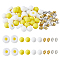 DIY Round & Daisy Silicone Beads Jewelry Making Finding Kit, Yellow, 10~19.5x4~15mm, Hole: 2mm