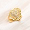 Adjustable Brass Micro Pave Cubic Zirconia Cuff Rings for Women, Heart, Real 16K Gold Plated, Clear, 20.5x20mm, Adjustable