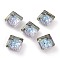 Embossed Glass Rhinestone Pendants, Abnormity Embossed Style, Rhombus, Faceted, Vitrail Light, Diagonal Length: 13mm, Side Length: 10mm, 13x13x5mm, Hole: 1.2mm