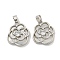 Brass Micro Pave Clear Cubic Zirconia Pendants, with Shell, Flower, Platinum, 18x15x4mm, Hole: 5x3mm