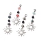Natural & Synthetic Gemstone Pendant Decorations, with 304 Stainless Steel Clasp and Alloy Pendants, Sun, 66mm