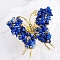 Raw Natural Lapis Lazuli Chip Mineral Specimen Display Decorations, with Butterfly Metal Holder, for Home Desktop Feng Shui Ornament, 65x75mm