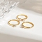 3Pcs 304 Stainless Steel Micro Pave Cubic Zirconia Ring Sets, Clover Stackable Rings, Real 18K Gold Plated, Inner Diameter: 17~17.5mm