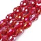 Opaque Solid Color Electroplate Glass Beads Strands, AB Color Plated, Faceted, Teardrop, Crimson, 8x6mm, Hole: 1.2mm, about 65~67pcs/strand, 20.08 inch(51cm)